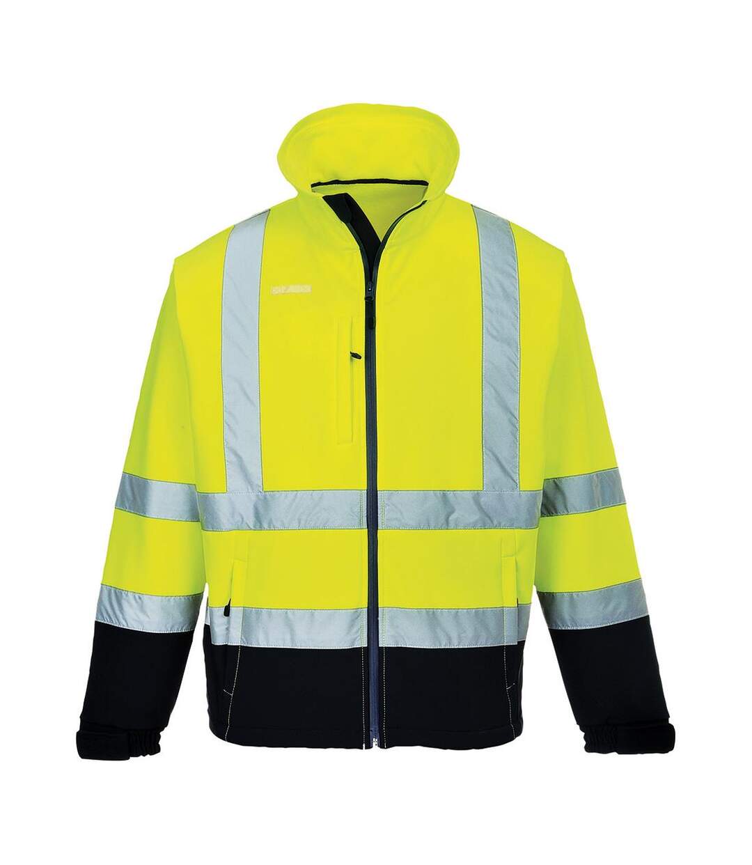 Mens contrast high-vis soft shell jacket yellow/navy Portwest-1