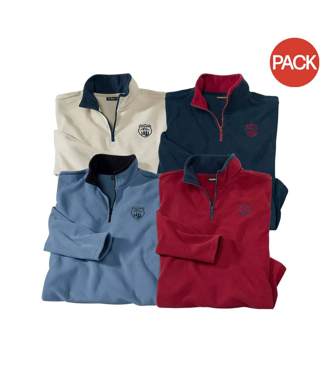 Pack of 4  Mens microfleece half zip jumper  burgundy/blue/navy blue/ecru Atlas For Men-1