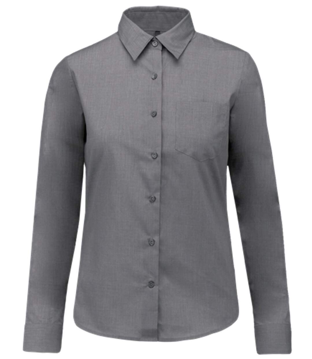 Chemise popeline manches longues - Femme - K549 - gris storm-2