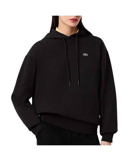 Sweat à capuche noir femme lacoste polaire surdimensionné