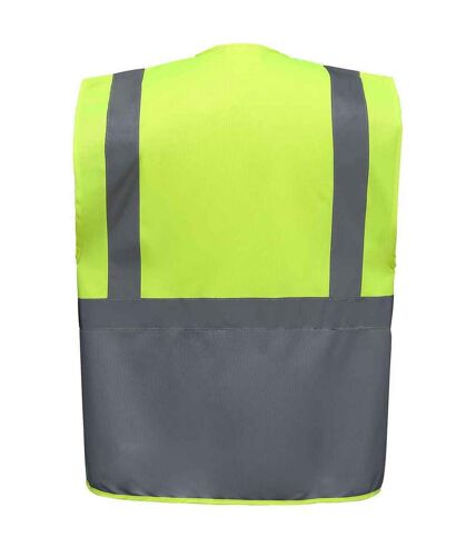 Unisex adult executive hi-vis waistcoat yellow/grey Yoko