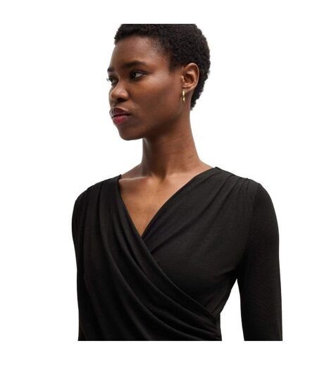 Robe Portefeuille Manches Longues Eular Surplice Femme Noir Boss