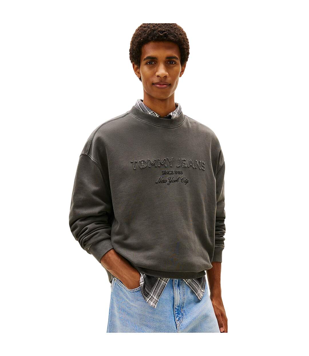 Sweat Motif/style Logo Brodé Homme Noir Délavé Tommy Jeans-4