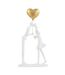 Statuette Déco Couple Bisous Cœur 30cm Blanc-1