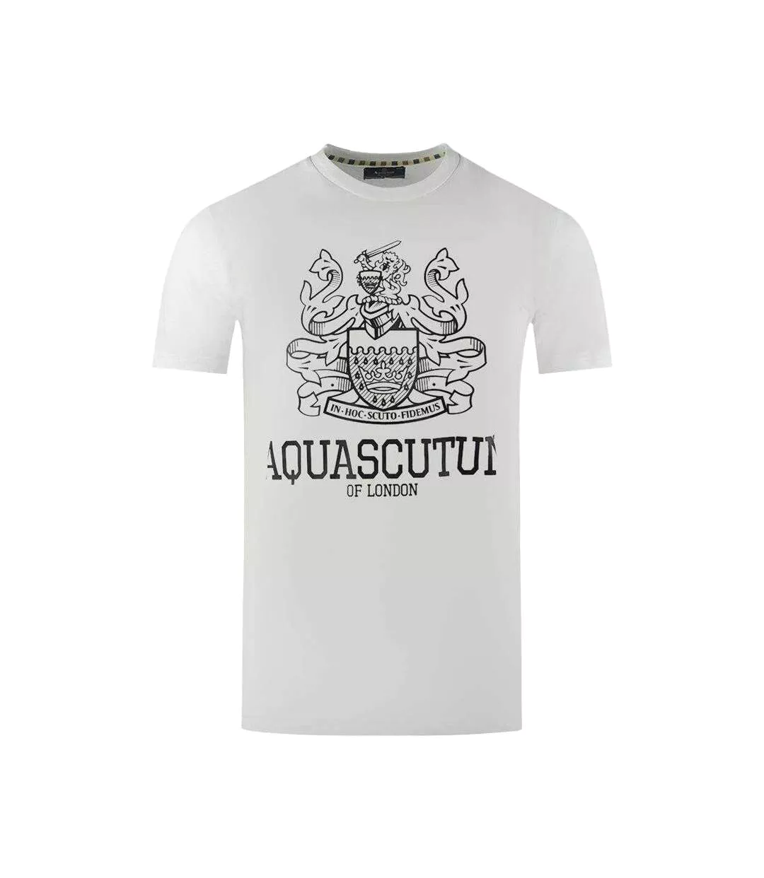 Mens London Aldis Bold Logo T-shirt White Aquascutum-1