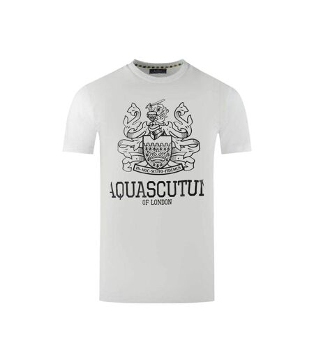 Mens London Aldis Bold Logo T-shirt White Aquascutum