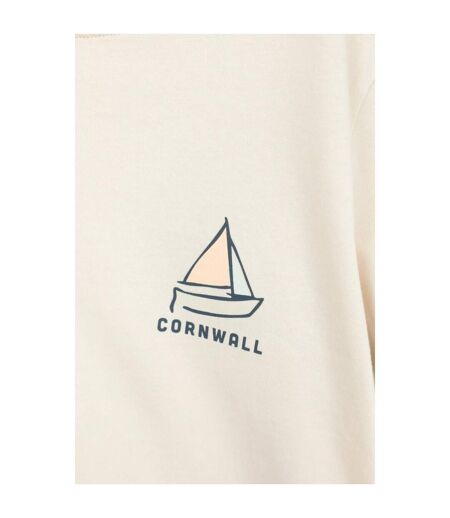 T-shirt Léger Manches Courtes Motif Voilier Cornwall Pour Femme Beige Mountain Warehouse