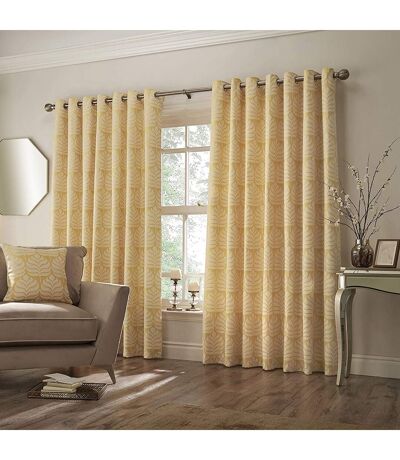 Horto eyelet curtains 90in x 72in ochre yellow Paoletti