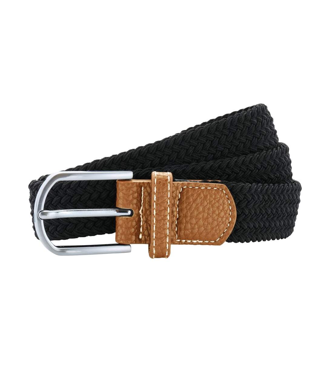 Ceinture extensible tressée - AQ900 - noir-1
