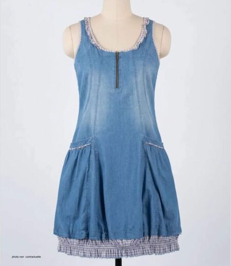 MAYFLOWER VF048S - Robe en jean pour femme : le charme décontracté de l'effet Liberty Stone