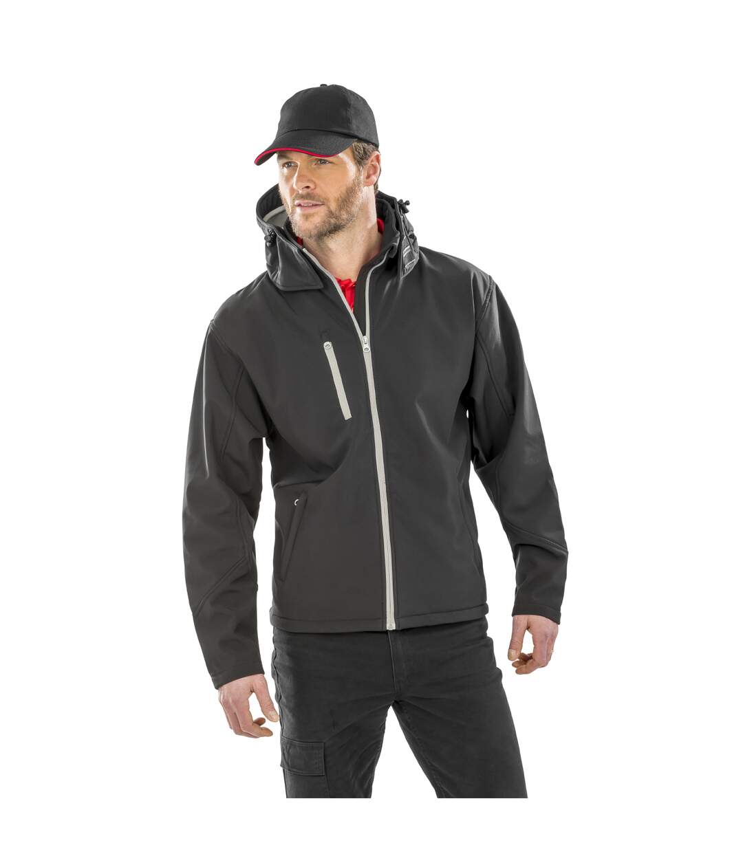 Core lite veste softshell à capuche homme noir/gris Result-2