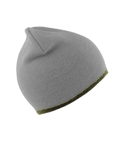 Result Unisex Reversible Fashion Fit Winter Beanie Hat (Stone/Olive)