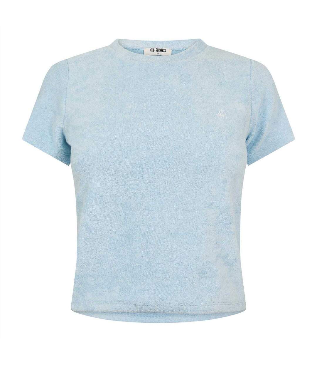 Womens/ladies Livia Terrycloth Crop Top Blue 4th & Reckless-2