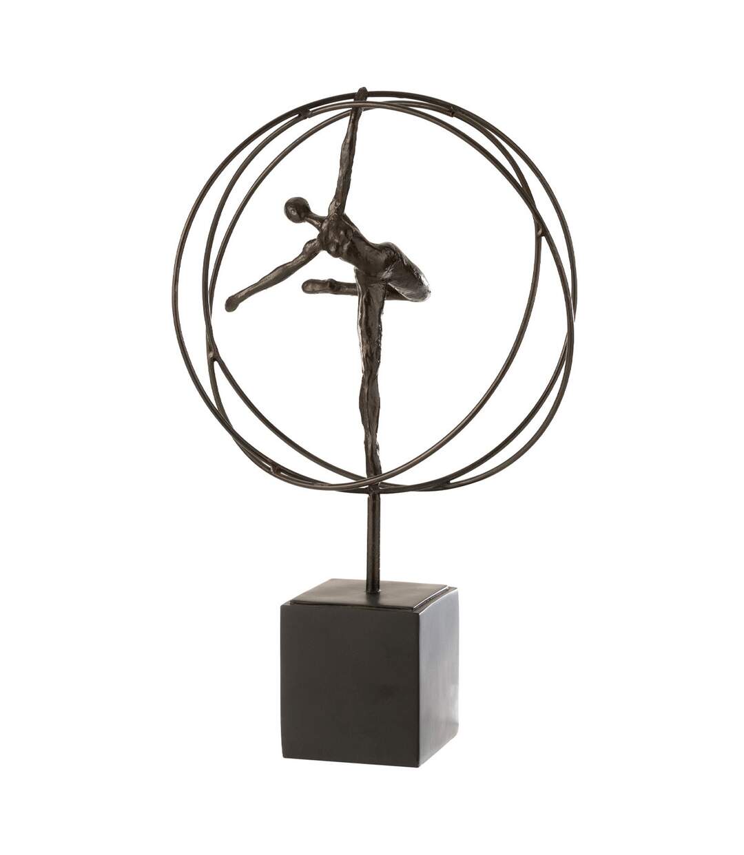 Gymnaste Sur Socle Cercle 47cm Marron-1