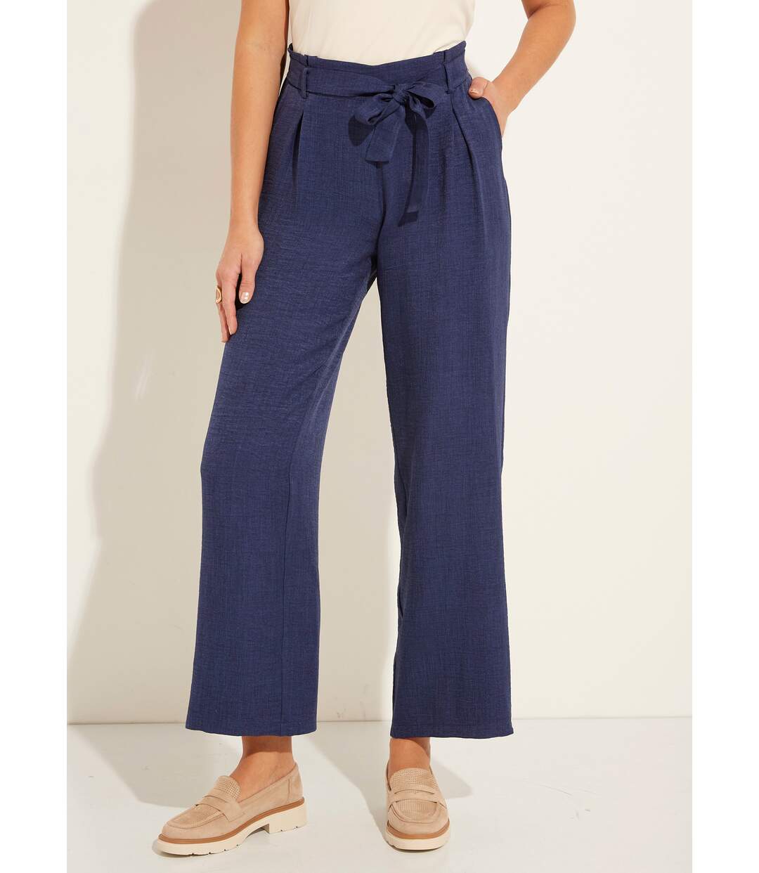 Pantalon large fluide semi élastiqué-1