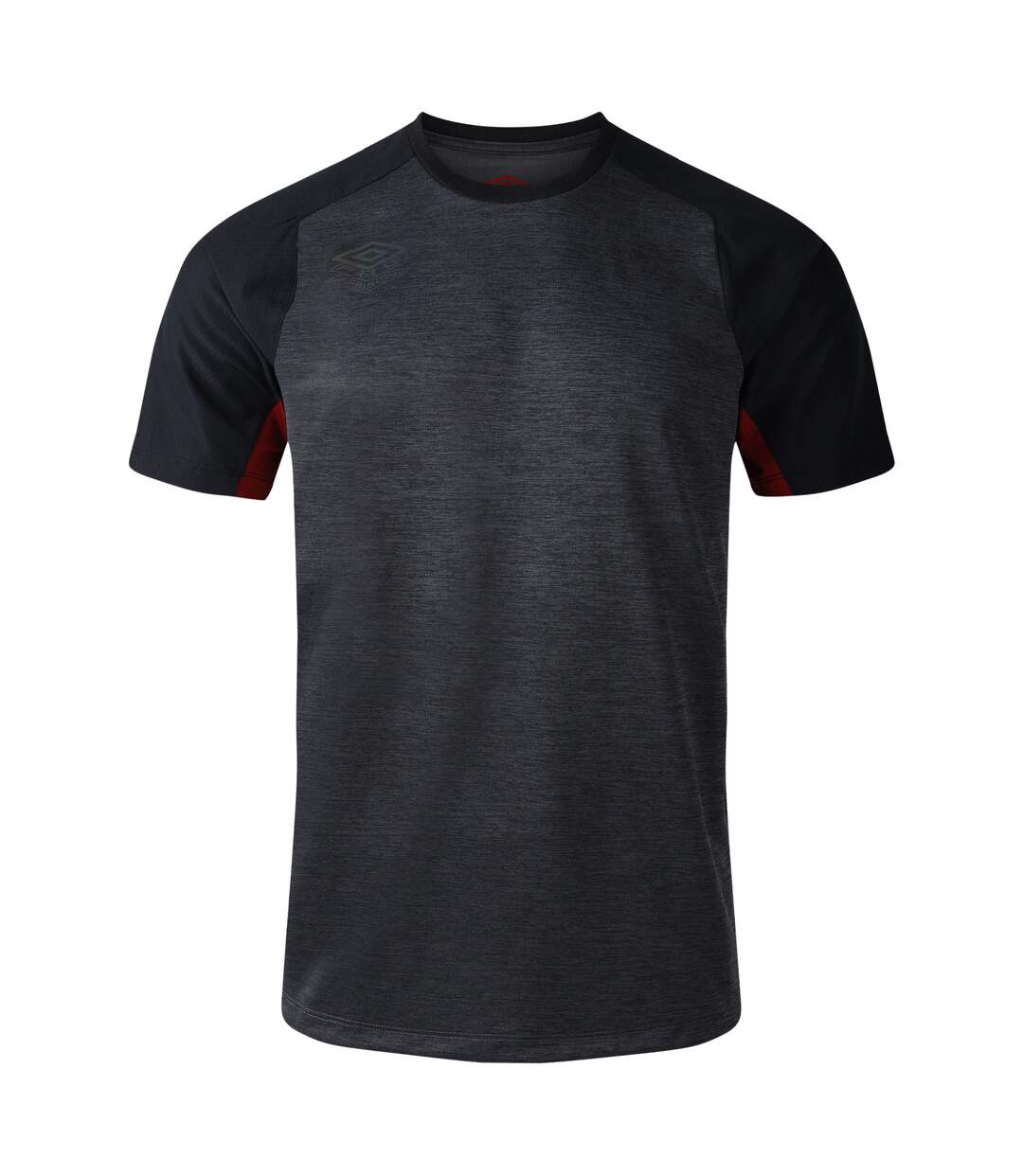 Mens Pro Polyester Training T-shirt Black Red Dahlia Umbro-1