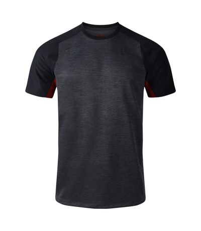 Mens Pro Polyester Training T-shirt Black Red Dahlia Umbro
