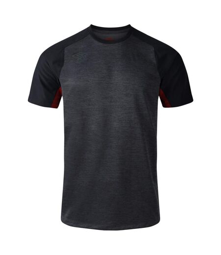 Mens Pro Polyester Training T-shirt Black Red Dahlia Umbro