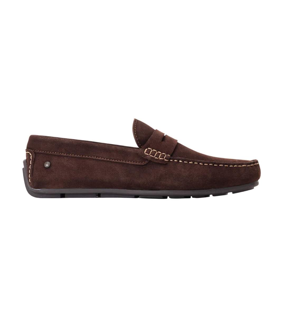 Mens Collins Driver Suede Loafers Dark Brown Base London-3