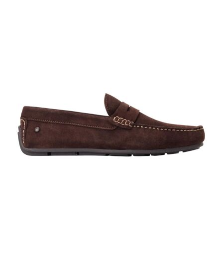 Mens Collins Driver Suede Loafers Dark Brown Base London