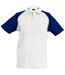 Kariban Mens Contrast Baseball Polo Shirt (White/Light Grey/Royal) - UTRW702