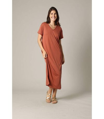 Robe fantaisie et décontractée manches courtes et col V en modal SORA