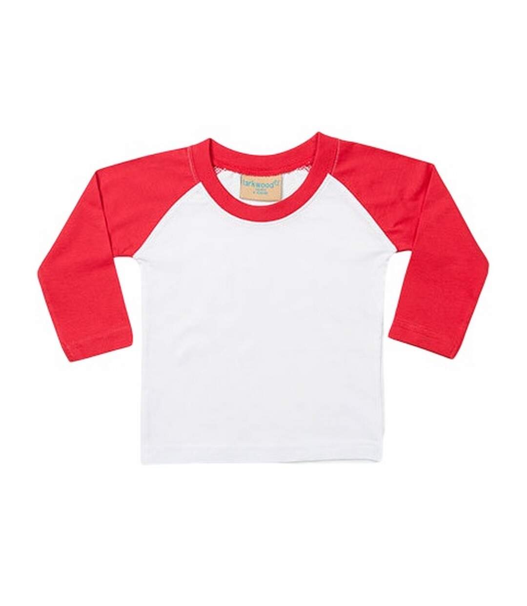 T-shirt Manches Longues Baseball Bébé Blanc Rouge Larkwood-1