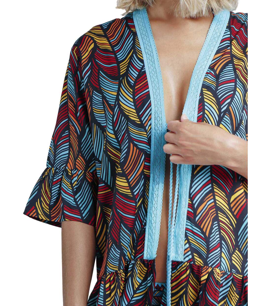 Caftan de plage Ethnic Feathers Admas-4