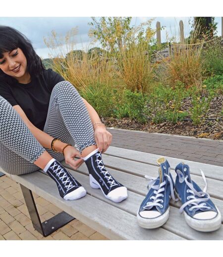 6 Pair Unisex Novelty Funny Lace Up Socks That Look Like Shoes