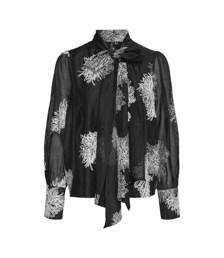 Blouse Manches Bouffantes Motif/style Floral Dula Femme Noir Blanc Vero Moda