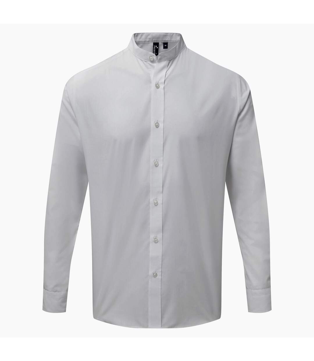 Mens grandad collar long-sleeved shirt white Premier