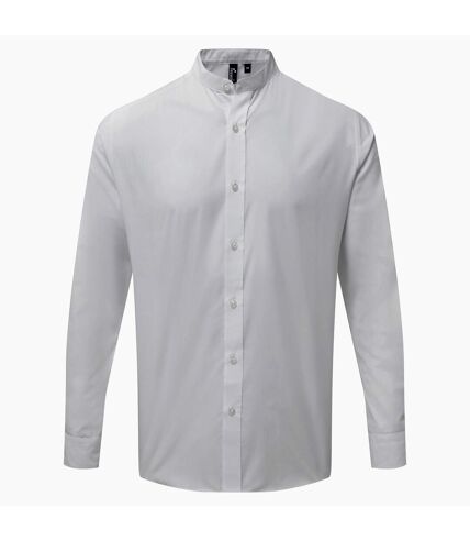 Premier Mens Grandad Collar Long-Sleeved Shirt (White) - UTRW9499