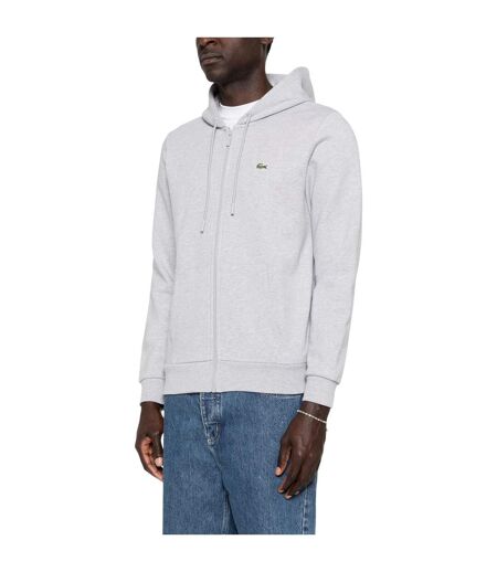 Mens Logo Relaxed Fit Long-sleeved Hoodie Silver Grey Lacoste