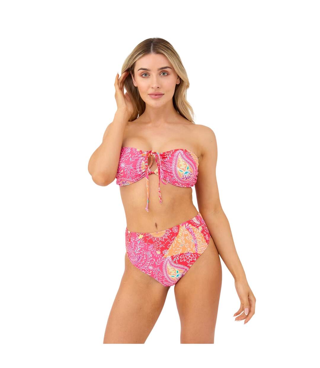 Womens/ladies Tie Detail Bandeau Two-piece Swimsuit Multicoloured Be You-2