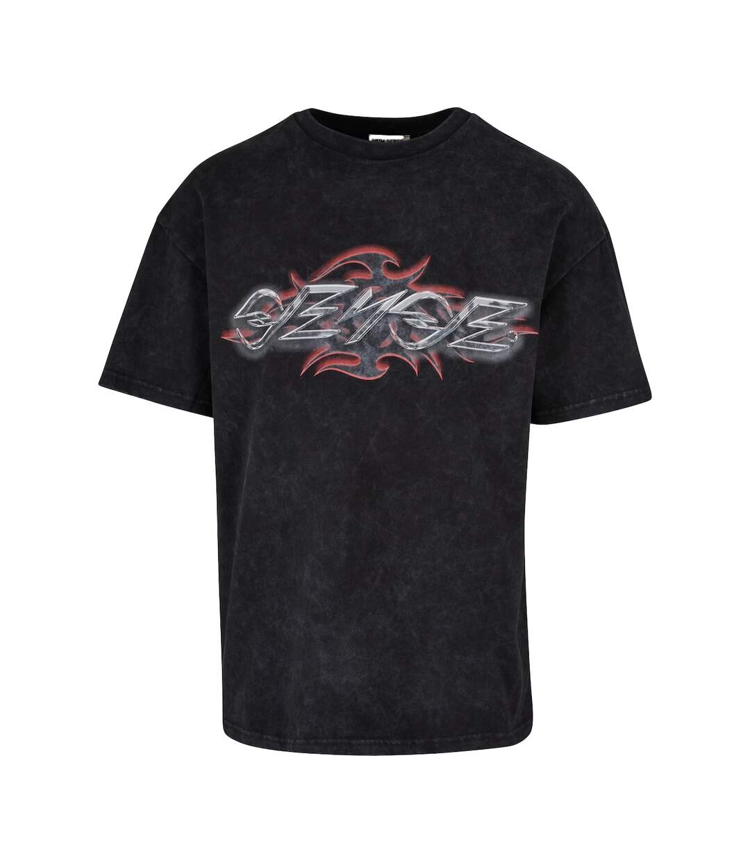 Mens Tribal Washed T-shirt Noir 9N1M SENSE-2