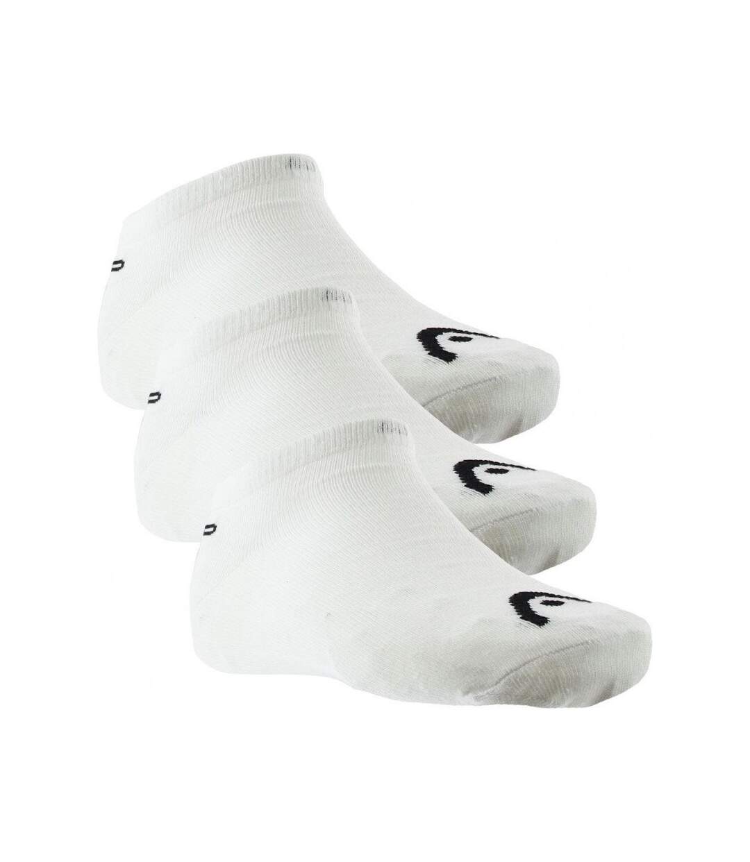 HEAD Lot de 3 paires de Socquettes Mixte Coton SNEAK Blanc-1