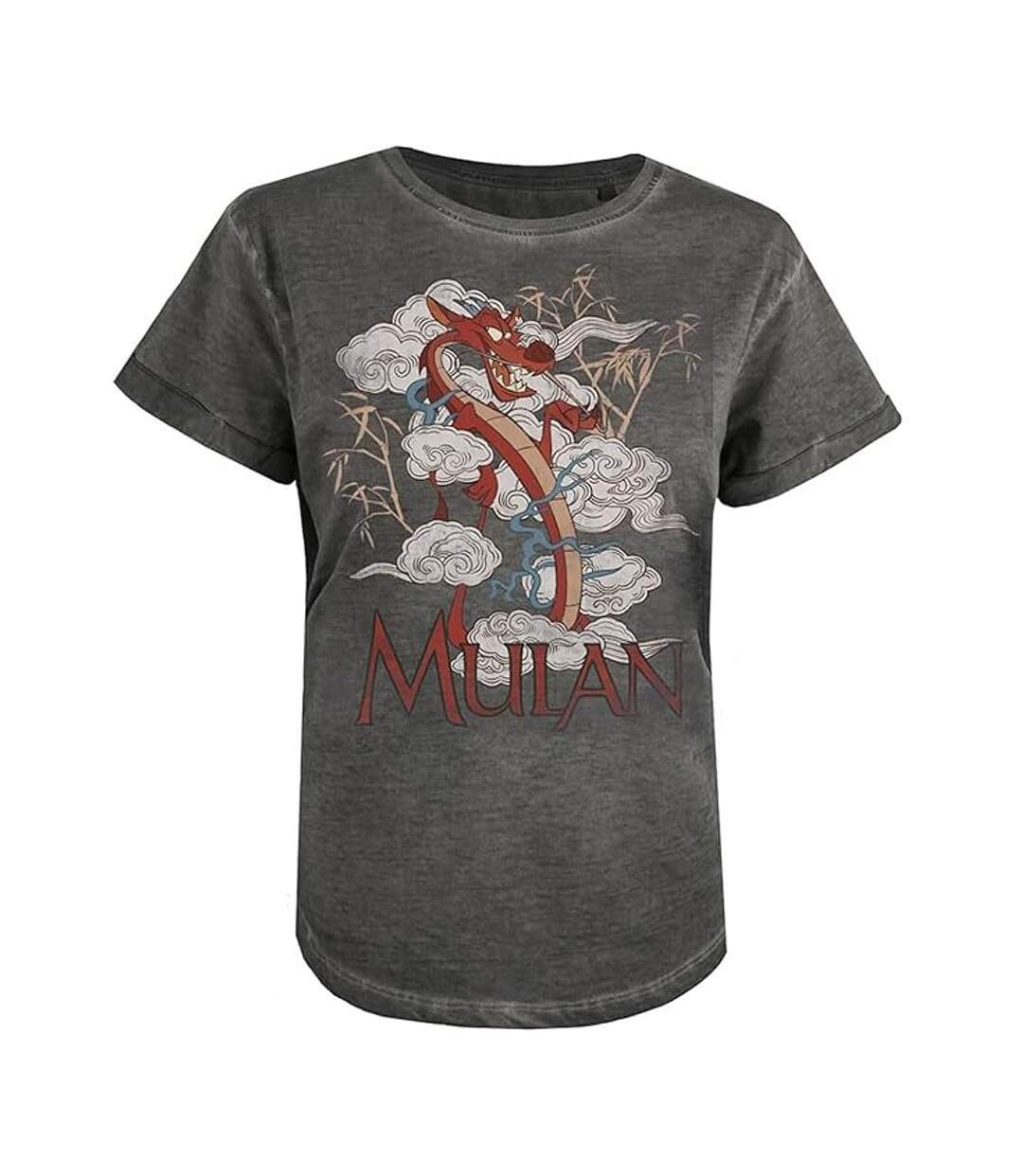 T-Shirt gris femme disney mulan mushu fashion-2