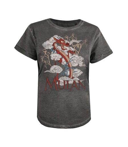 T-Shirt gris femme disney mulan mushu fashion