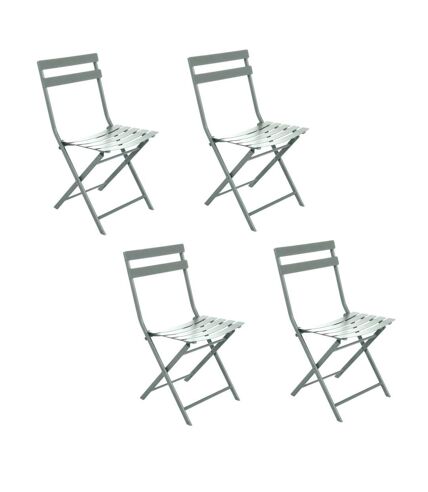 Lot de 4 chaises de jardin pliables en métal Greensboro - Olive