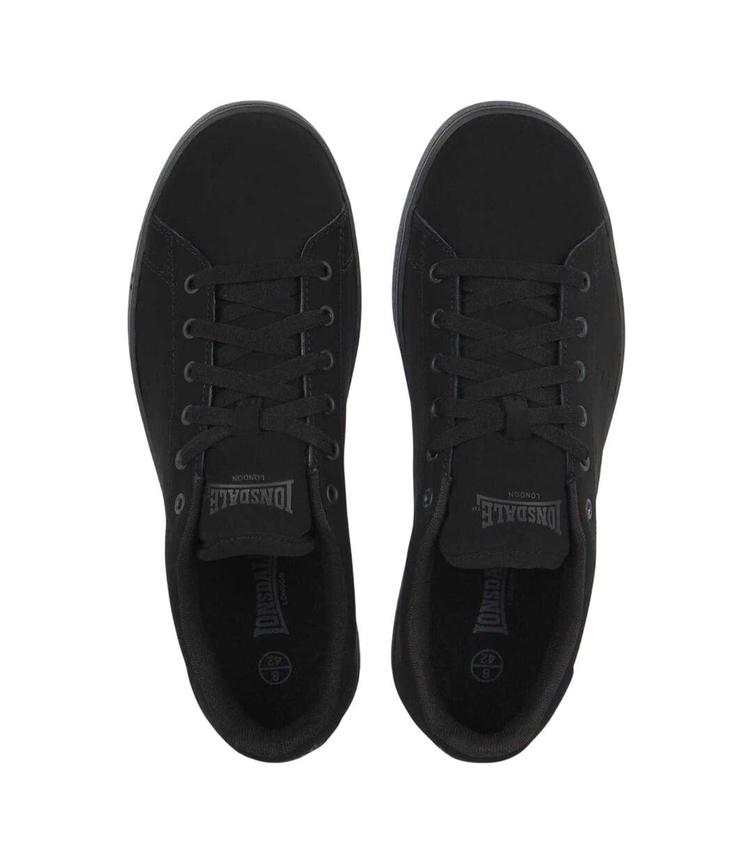 Mens Leyton Leather Flat Trainers Black Lonsdale-3