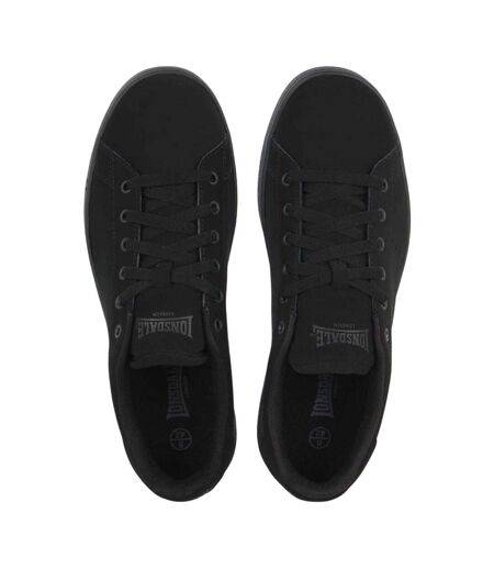 Mens Leyton Leather Flat Trainers Black Lonsdale