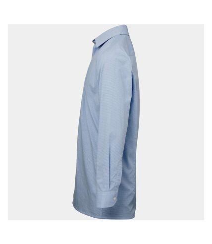 Premier Mens Microcheck Long Sleeve Shirt (Light Blue/White)