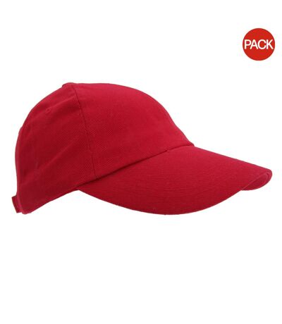 Result Unisex Heavy Cotton Premium Pro-Style Baseball Cap (Pack of 2) (Red) - UTBC4236