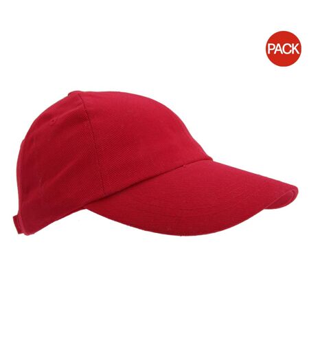 Result Unisex Heavy Cotton Premium Pro-Style Baseball Cap (Pack of 2) (Red) - UTBC4236