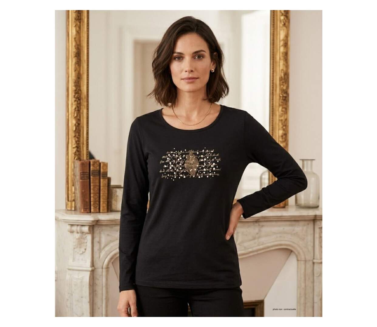 MAYFLOWER NOTICE2 – Tee-shirt manches longues noir sérigraphié pour un style chic et intemporel-1