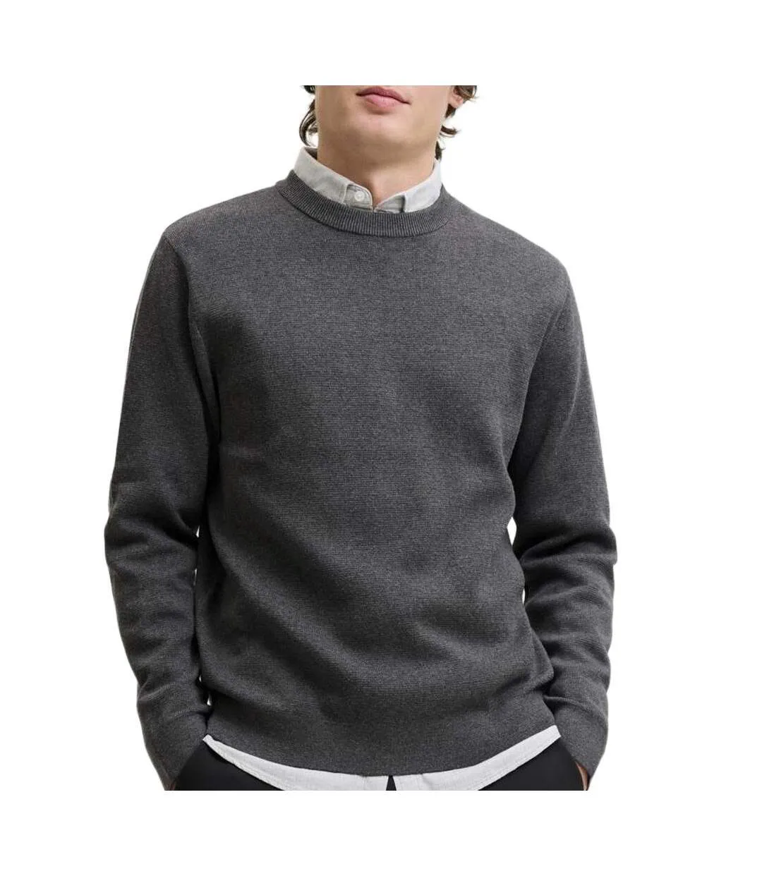 Pull gris foncé homme jack & jones stitch-1