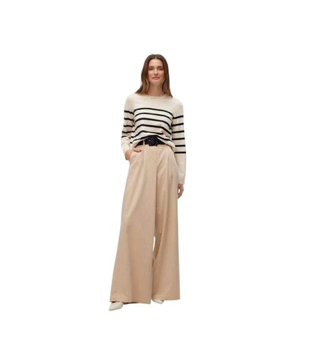 Pull Motif/style À Rayures Saba Femme Beige Pâle Noir Vero Moda