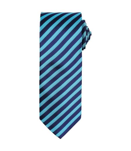 Unisex adult double stripe tie one size turquoise/navy Premier