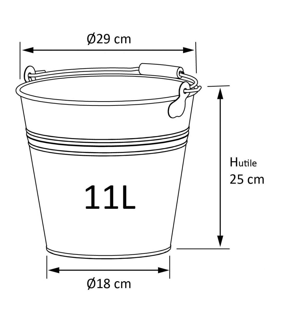 Seau en acier galvanisé 11 litres