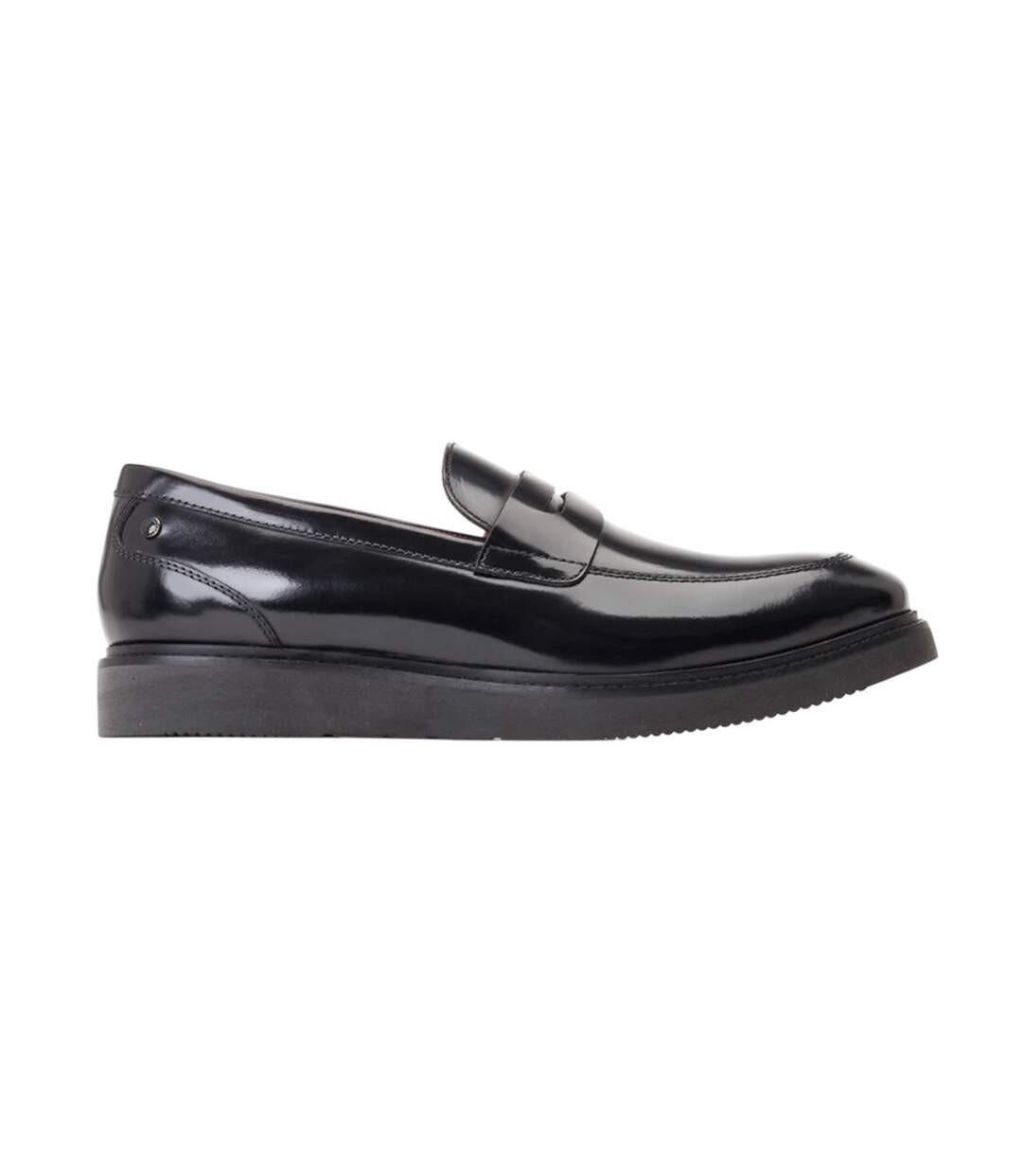 Mens Sid Leather Penny Loafers Black Base London-3